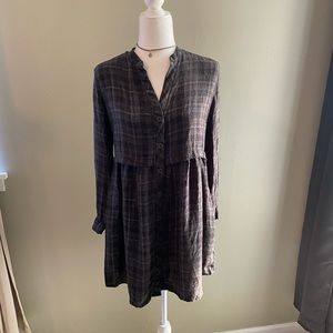 Zara Plaid Button Up Dress